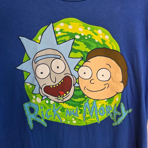 Rick and Morty Blue Front Logo T-shirt Men's Large - Picture 2 of 9